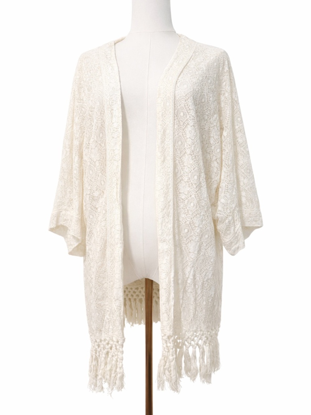 American Eagle Outfitters Ivory Lace Fringe Festival Style Boho Cover-Up